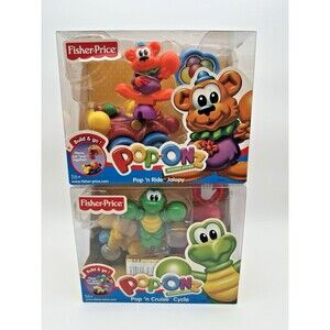 Fisher Price POP ONZ Building System Pop 'n Cruise Cycle and Jalopy NOS Vintage